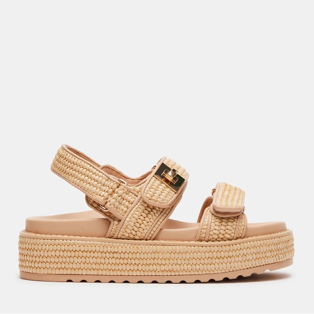 Steve Madden Beige Braided Platform Sandals - Picture 2 of 8